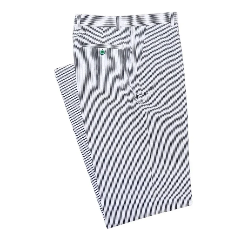 Mens 32 Blue White Textured Stripe Cotton Dress Pants Straight Fit Trousers NWT